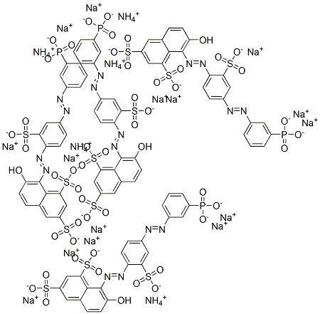 ammonium trisodium 7-hydroxy-8-[[4-[(m-phosphonatophenyl)azo]-2-sulphonatophenyl]azo]naphthalene-1,3-disulphonate Struktur