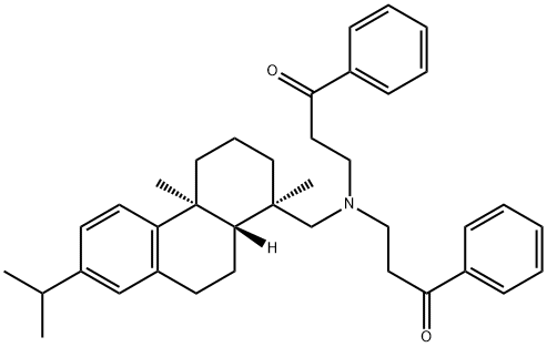 [1R-(1alpha,4abeta,10aalpha)]-3,3'-[[[1,2,3,4,9,10,10a-octahydro-1,4a-dimethyl-7-(1-methylethyl)-1-phenanthryl]methyl]imino]bispropiophenone  Struktur