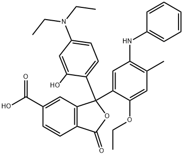 3-[4-(Diethylamino)-2-hydroxyphenyl]-3-[2-ethoxy-4-methyl-5-(phenylamino)phenyl]-1,3-dihydro-1-oxo-5-isobenzofurancarboxylic acid Struktur