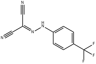 2-(2-[4-(TRIFLUOROMETHYL)PHENYL]HYDRAZONO)MALONONITRILE Struktur