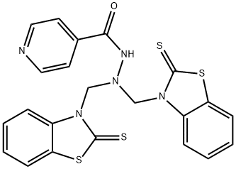 4-Pyridinecarboxylic acid 2,2-bis[[2-thioxobenzothiazol-3(2H)-yl]methyl] hydrazide Struktur