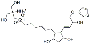 [2-hydroxy-1,1-bis(hydroxymethyl)ethyl]ammonium 7-[3,5-dihydroxy-2-[3-hydroxy-4-(3-thienyloxy)but-1-enyl]cyclopentyl]hept-5-enoate Struktur