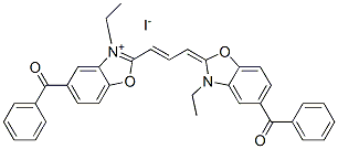 5-benzoyl-2-[3-(5-benzoyl-3-ethyl-3H-benzoxazol-2-ylidene)prop-1-enyl]-3-ethylbenzoxazolium iodide Struktur