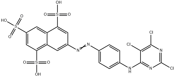 7-[[4-[(2,5,6-Trichloro-4-pyrimidinyl)amino]phenyl]azo]-1,3,5-naphthalenetrisulfonic acid Struktur