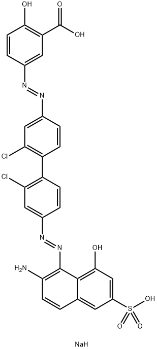 disodium 5-[[4'-[(2-amino-8-hydroxy-6-sulphonato-2-naphthyl)azo]-2,2'-dichloro[1,1'-biphenyl]-4-yl]azo]salicylate Struktur