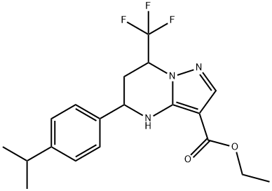 ethyl 5-(4-isopropylphenyl)-7-(trifluoromethyl)-4,5,6,7-tetrahydropyrazolo[1,5-a]pyrimidine-3-carboxylate Struktur