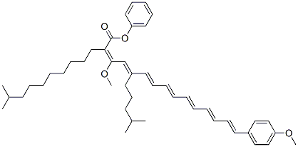 3-Methoxy-2-(9-methyldecyl)-5-(4-methylpentyl)phenyl (2E,4E,6E,8E,10E, 12E,14E)-15-(4-methoxyphenyl)-2,4,6,8,10,12,14-pentadecaheptaenoate Struktur