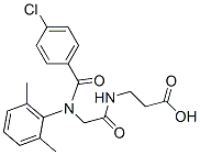 3-[[2-[(4-chlorobenzoyl)-(2,6-dimethylphenyl)amino]acetyl]amino]propan oic acid Struktur