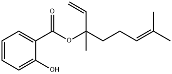 2-Hydroxybenzoic acid 1-ethenyl-1,5-dimethyl-4-hexenyl ester Struktur