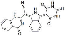 alpha-[2,3-dihydro-3-(tetrahydro-2,4,6-trioxo-5(2H)-pyrimidinylidene)-1H-isoindol-1-ylidene]-1,4-dihydro-4-oxoquinazoline-2-acetonitrile Struktur