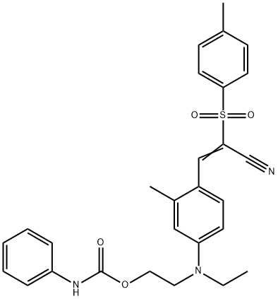 3-[4-[ethyl[2-[[(phenylamino)carbonyl]oxy]ethyl]amino]-2-methylphenyl]-2-[(4-methylphenyl)sulphonyl]acrylonitrile Struktur