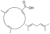 (1E,4R,7E,11E)-7,11-Dimethyl-4-[(E)-1,5-dimethyl-1,4-hexadienyl]cyclotetradeca-1,7,11-triene-1-carboxylic acid Struktur