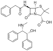 (6R)-6-(フェニルアセチルアミノ)ペニシラン酸?(αR,βS)-β-(メチルアミノ)-α-フェニルベンゼンエタノール 化學(xué)構(gòu)造式