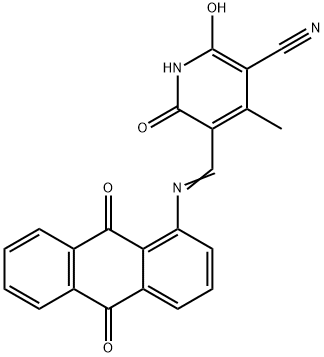 5-[[(9,10-dihydro-9,10-dioxo-1-anthryl)imino]methyl]-1,2-dihydro-6-hydroxy-4-methyl-2-oxonicotinonitrile Struktur