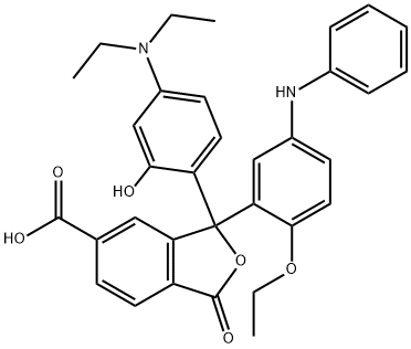 3-[4-(Diethylamino)-2-hydroxyphenyl]-3-[2-ethoxy-5-(phenylamino)phenyl]-1,3-dihydro-1-oxo-5-isobenzofurancarboxylic acid Struktur