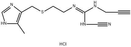 N-cyano-N'-[2-[[(5-methyl-1H-imidazol-4-yl)methyl]thio]ethyl]-N''-2-propynylguanidine hydrochloride Struktur