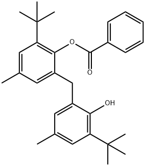 2-[(2-Benzoyloxy-3-tert-butyl-5-methylphenyl)methyl]-6-tert-butyl-4-methylphenol Struktur