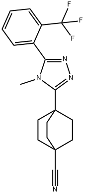 Bicyclo[2.2.2]octane-1-carbonitrile, 4-[4-Methyl-5-[2-(trifluoroMethyl)phenyl]-4H-1,2,4-triazol-3-yl]- Struktur