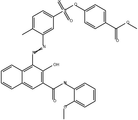 methyl 4-[[[3-[[2-hydroxy-3-[[(2-methoxyphenyl)amino]carbonyl]-1-naphthyl]azo]-4-methylphenyl]sulphonyl]oxy]benzoate Struktur