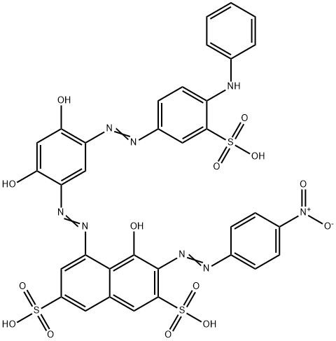 2,7-Naphthalenedisulfonic acid, 5-[[2,4-dihydroxy-5-[[4-( phenylamino)-3-sulfophenyl]azo]phenyl]azo]-4-hydroxy -3-[(4-nitrophenyl)azo]- Struktur