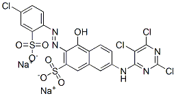 3-[(4-Chloro-2-sulfophenyl)azo]-4-hydroxy-7-[(2,5,6-trichloro-4-pyrimidinyl)amino]-2-naphthalenesulfonic acid disodium salt Struktur