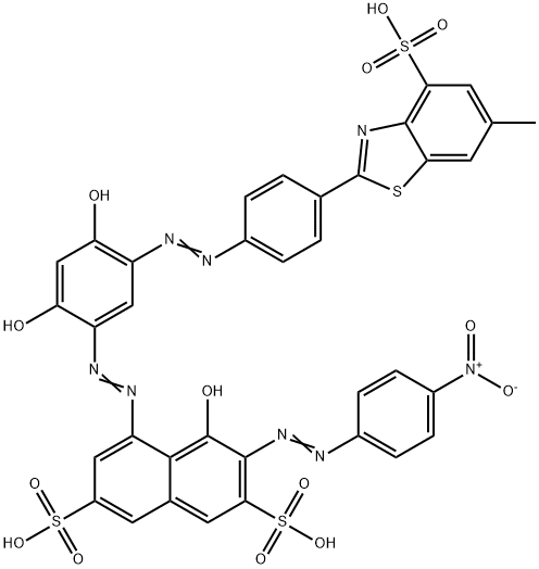 5-[[2,4-dihydroxy-5-[[4-(6-methyl-4-sulphobenzothiazol-2-yl)phenyl]azo]phenyl]azo]-4-hydroxy-3-[(4-nitrophenyl)azo]naphthalene-2,7-disulphonic acid Struktur