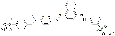 disodium 3-[[4-[[4-[ethyl[(4-sulphonatophenyl)methyl]amino]phenyl]azo]-1-naphthyl]azo]benzenesulphonate Struktur