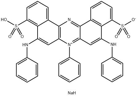 sodio-5,9-dianilino-7-phenyl-4,10-disulphonatodibenzo[a,j]phenazinium Struktur