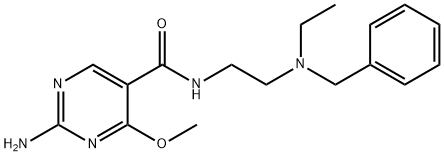 2-Amino-N-(2-(benzylethylamino)ethyl)-4-methoxy-5-pyrimidinecarboxamid e Struktur