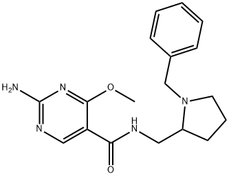 2-Amino-N-[(1-benzyl-2-pyrrolidinyl)methyl]-4-methoxy-5-pyrimidinecarboxamide Struktur