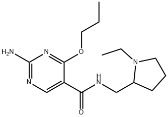 2-amino-N-[(1-ethylpyrrolidin-2-yl)methyl]-4-propoxy-pyrimidine-5-carb oxamide Struktur