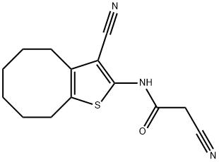 2-cyano-N-(3-cyano-4,5,6,7,8,9-hexahydrocycloocta[b]thien-2-yl)acetamide Struktur