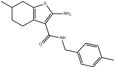 2-AMINO-6-METHYL-N-(4-METHYLBENZYL)-4,5,6,7-TETRAHYDRO-1-BENZOTHIOPHENE-3-CARBOXAMIDE Struktur