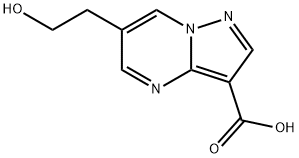 6-(2-hydroxyethyl)pyrazolo[1,5-a]pyrimidine-3-carboxylic acid(SALTDATA: H2O) Struktur