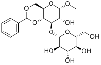 Methyl4,6-O-benzylidene-3-O-(b-D-glucopyranoside)-a-D-glucopyranoside Struktur