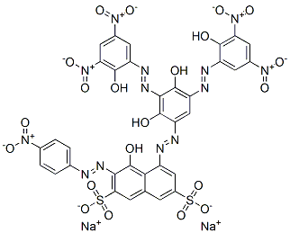 5-[[2,4-Dihydroxy-3,5-bis[(2-hydroxy-3,5-dinitrophenyl)azo]phenyl]azo]-4-hydroxy-3-[(4-nitrophenyl)azo]-2,7-naphthalenedisulfonic acid disodium salt Struktur