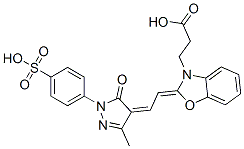 2-[2-[[1,5-Dihydro-3-methyl-5-oxo-1-(4-sulfophenyl)-4H-pyrazol]-4-ylidene]ethylidene]-3(2H)-benzoxazolepropanoic acid Struktur