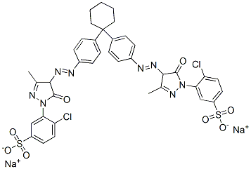 disodium 3,3'-[cyclohexylidenebis[4,1-phenyleneazo(4,5-dihydro-3-methyl-5-oxo-1H-pyrazole-4,1-diyl)]]bis[4-chlorobenzenesulphonate] Struktur