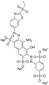 4-Amino-6-[(2,5-disulfophenyl)azo]-3-[[2-(ethylsulfonyl)benzothiazol-6-yl]azo]-5-hydroxy-2,7-naphthalenedisulfonic acid tetrasodium salt Struktur