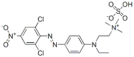 [2-[[4-[(2,6-dichloro-4-nitrophenyl)azo]phenyl]ethylamino]ethyl]trimethylammonium hydrogen sulphate Struktur