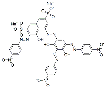 4-Hydroxy-3-(p-nitrophenylazo)-5-[2,4-dihydroxy-3,5-bis(p-nitrophenylazo)phenylazo]-2,7-naphthalenedisulfonic acid disodium salt Struktur