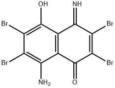 8-Amino-2,3,6,7-tetrabromo-5-hydroxy-4-iminonaphthalen-1(4H)-one Struktur