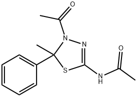 N-(4-Acetyl-4,5-dihydro-5-methyl-5-phenyl-1,3,4-thiadiazol-2-yl)acetamide Struktur