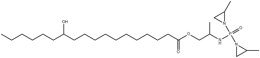 12-Hydroxyoctadecanoic acid 2-[[bis(2-methyl-1-aziridinyl)phosphinyl]amino]propyl ester Struktur