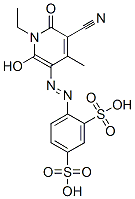 4-[(5-cyano-1-ethyl-1,6-dihydro-2-hydroxy-4-methyl-6-oxo-3-pyridyl)azo]benzene-1,3-disulphonic acid Struktur