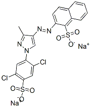 2-[[1-(2,5-Dichloro-4-sulfophenyl)-3-methyl-1H-pyrazol-4-yl]azo]-1-naphthalenesulfonic acid disodium salt Struktur