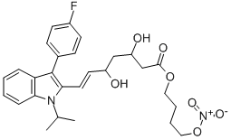 7-[3-(4-FLUOROPHENYL)-1-(1-METHYLETHYL)-1H-INDOL-2-YL]-3,5-DIHYDROXY-4-(NITROOXY)BUTYL ESTER, 6-HEPTENOIC ACID Struktur