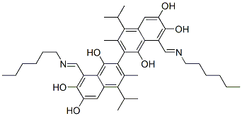 2,2'-Bi(8-hexyliminomethyl-4-isopropyl-3-methyl-1,6,7-naphthalenetriol) Struktur