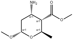 2H-Pyran-3-carboxylicacid,4-aminotetrahydro-6-methoxy-2-methyl-,methylester,(2alpha,3beta,4beta,6beta)- Struktur