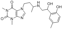 7-[3-[[2-Hydroxy-2-(2-hydroxy-5-methylphenyl)ethyl]amino]butyl]theophyline Struktur